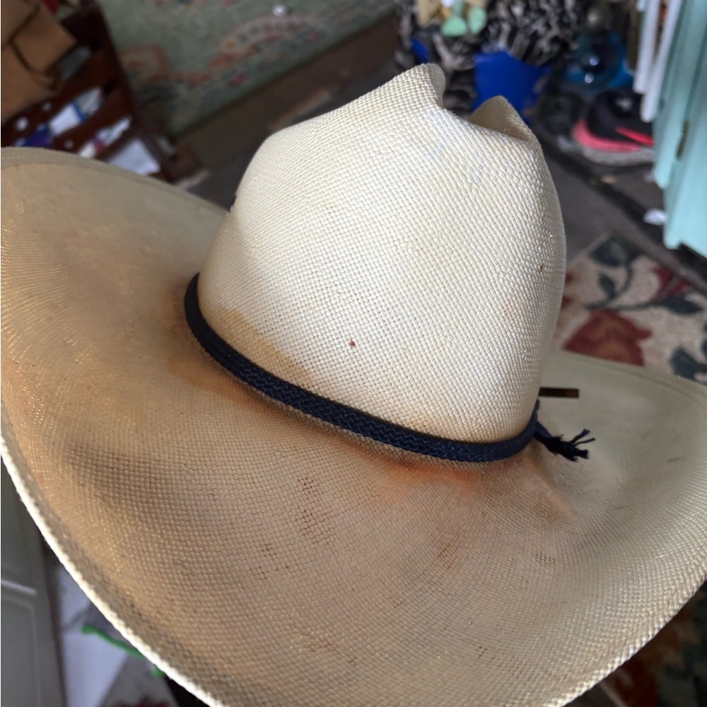 Stetson Natural Straw Cowboy Hat with Black Trim